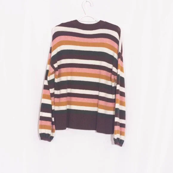 MADEWELL Payton Striped Merino Wool / Alpaca Blend Balloon Sleeve Sweater Size M - Picture 8 of 13